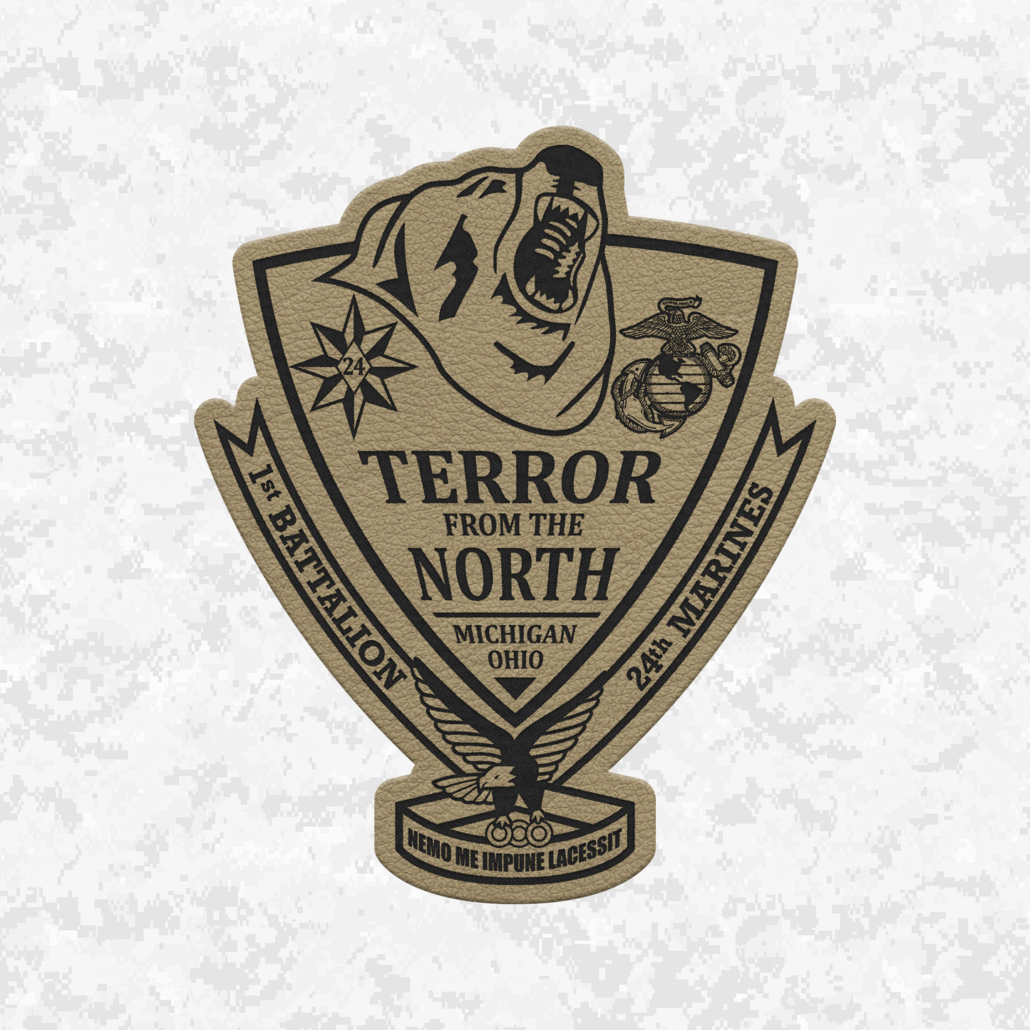 1st Battalion 24th Marines Unit "The Terror from the North" | Leather Patch | Velcro Backed