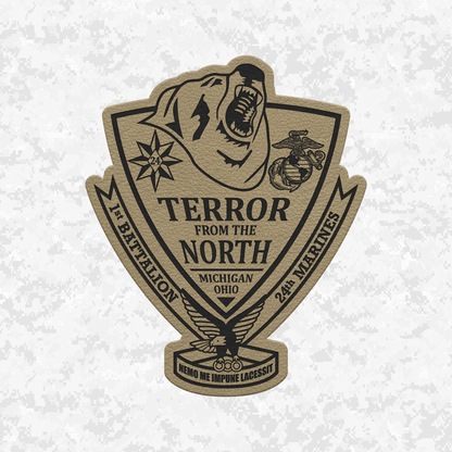 1st Battalion 24th Marines Unit "The Terror from the North" | Leather Patch | Velcro Backed