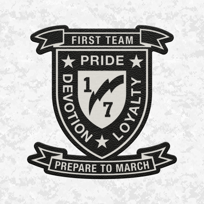 1st Battalion 7th Marines Unit "First Team" | Leather Patch | Velcro Backed