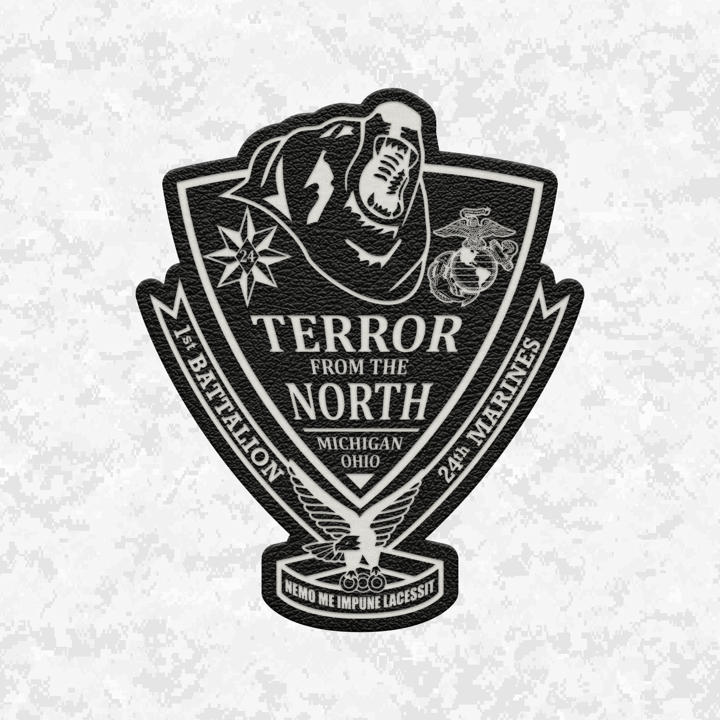 1st Battalion 24th Marines Unit "The Terror from the North" | Leather Patch | Velcro Backed