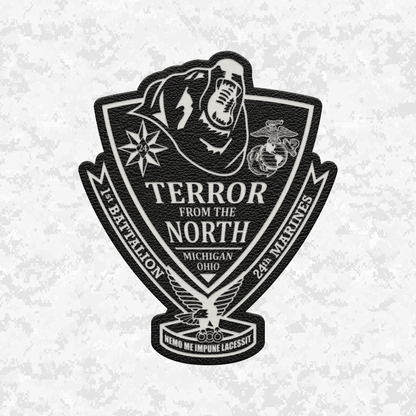 1st Battalion 24th Marines Unit "The Terror from the North" | Leather Patch | Velcro Backed