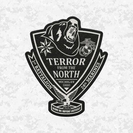 1st Battalion 24th Marines Unit "The Terror from the North" | Leather Patch | Velcro Backed