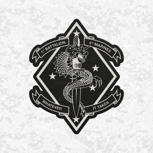 1st Battalion 4th Marines "The China Marines" | Leather Patch | Velcro Backed | Brown / Black