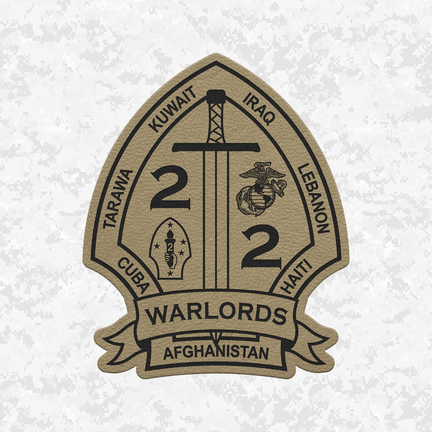 2nd Battalion 2nd Marines "Warlords" #1 | Velcro Backed | Leather Patch