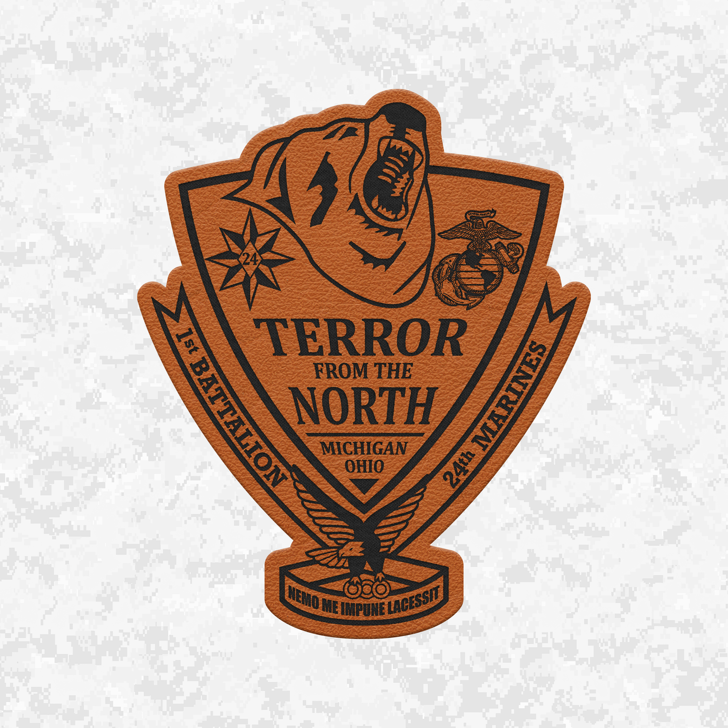 1st Battalion 24th Marines Unit "The Terror from the North" | Leather Patch | Velcro Backed