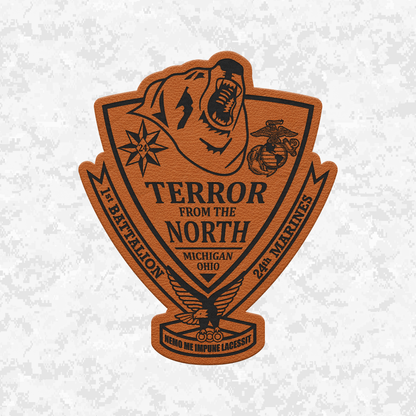 1st Battalion 24th Marines Unit "The Terror from the North" | Leather Patch | Velcro Backed