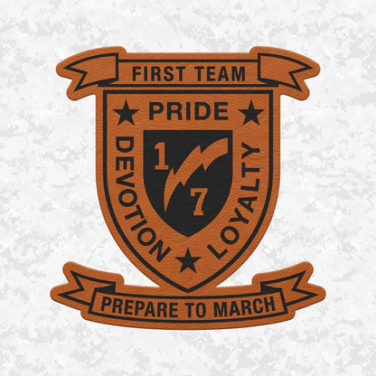 1st Battalion 7th Marines Unit "First Team" | Leather Patch | Velcro Backed