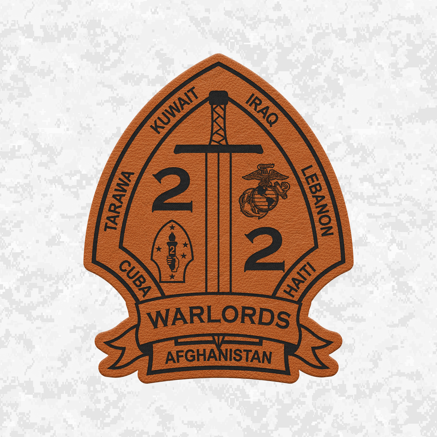 2nd Battalion 2nd Marines "Warlords" #1 | Velcro Backed | Leather Patch