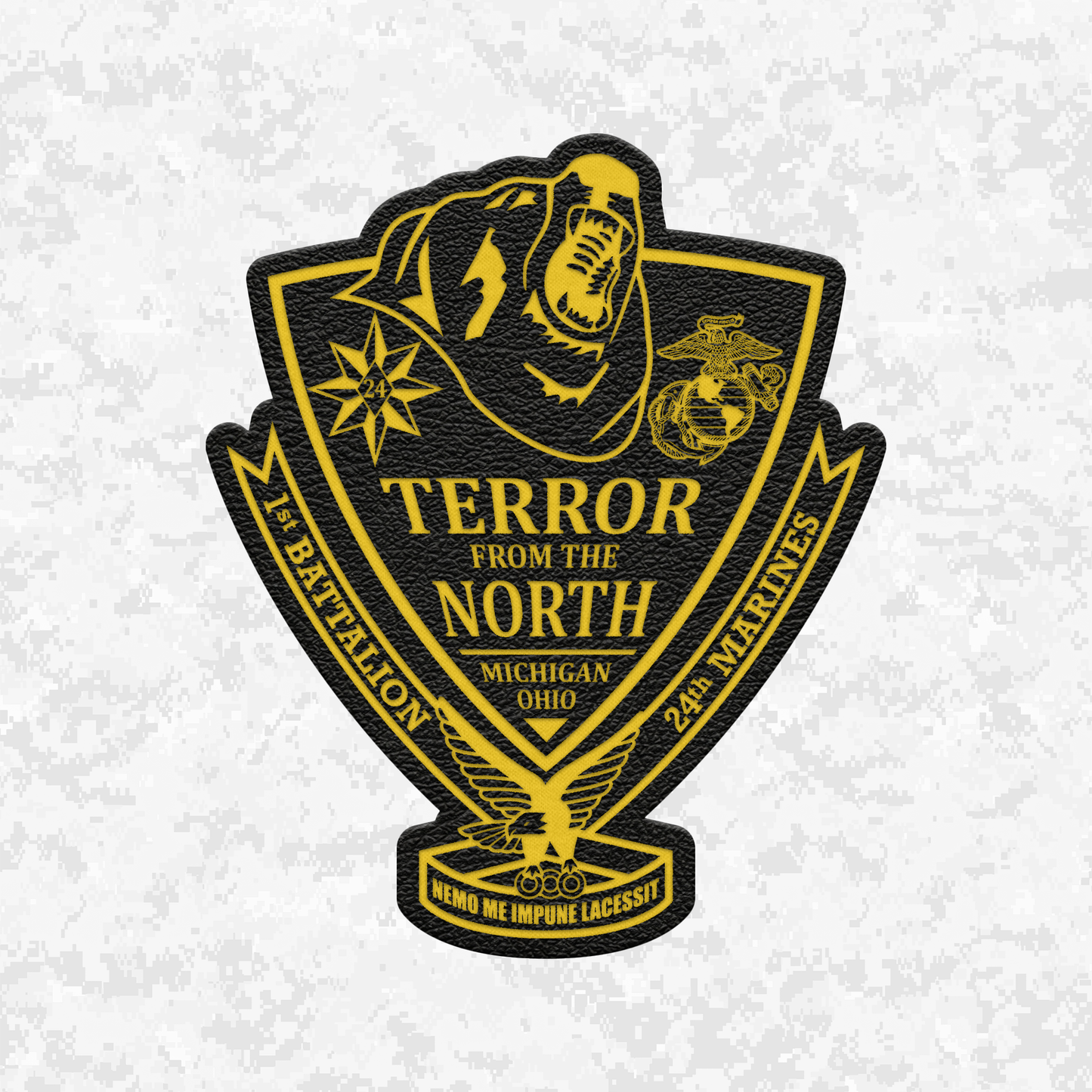1st Battalion 24th Marines Unit "The Terror from the North" | Leather Patch | Velcro Backed