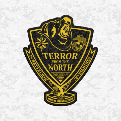 1st Battalion 24th Marines Unit "The Terror from the North" | Leather Patch | Velcro Backed