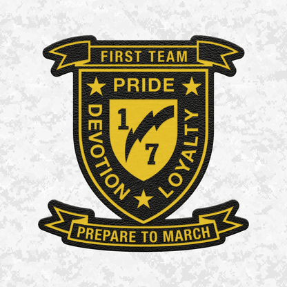 1st Battalion 7th Marines Unit "First Team" | Leather Patch | Velcro Backed