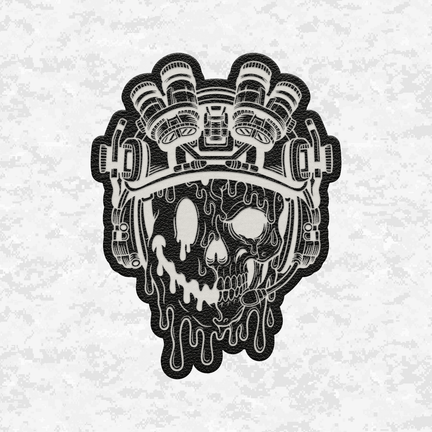 Face Life with a Smile | Tactical Skull | Leather Patch | Velcro Backed