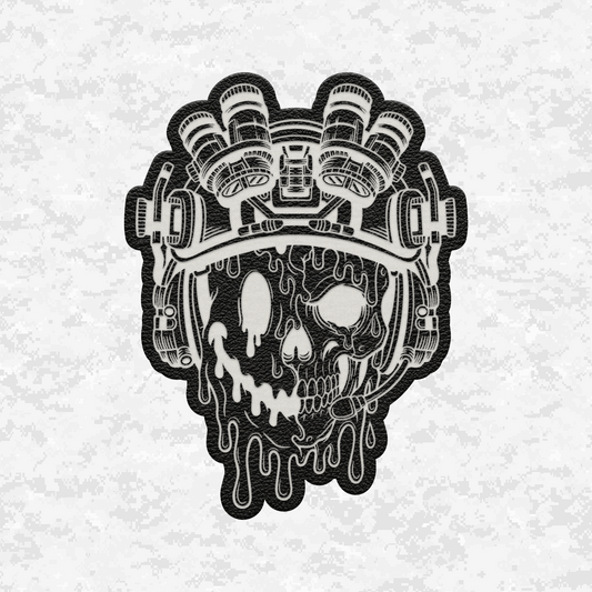 Face Life with a Smile | Tactical Skull | Leather Patch | Velcro Backed