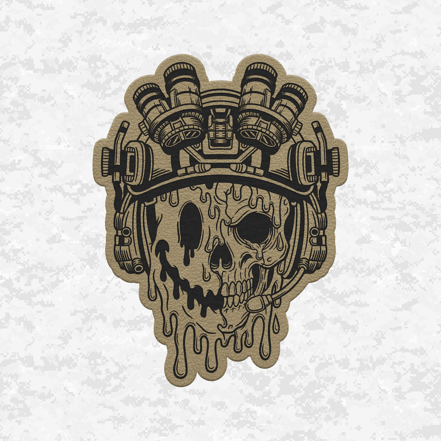 Face Life with a Smile | Tactical Skull | Leather Patch | Velcro Backed
