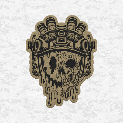 Face Life with a Smile | Tactical Skull | Leather Patch | Velcro Backed