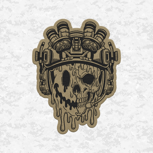 Face Life with a Smile | Tactical Skull | Leather Patch | Velcro Backed