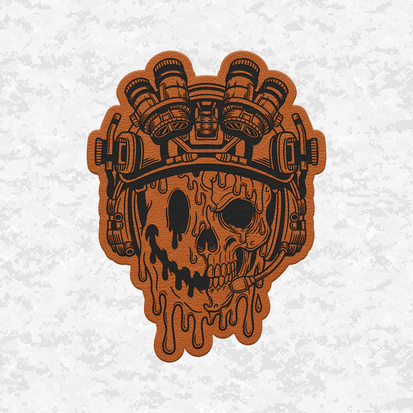 Face Life with a Smile | Tactical Skull | Leather Patch | Velcro Backed