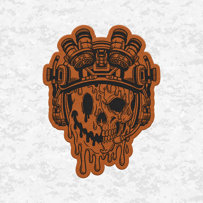 Face Life with a Smile | Tactical Skull | Leather Patch | Velcro Backed