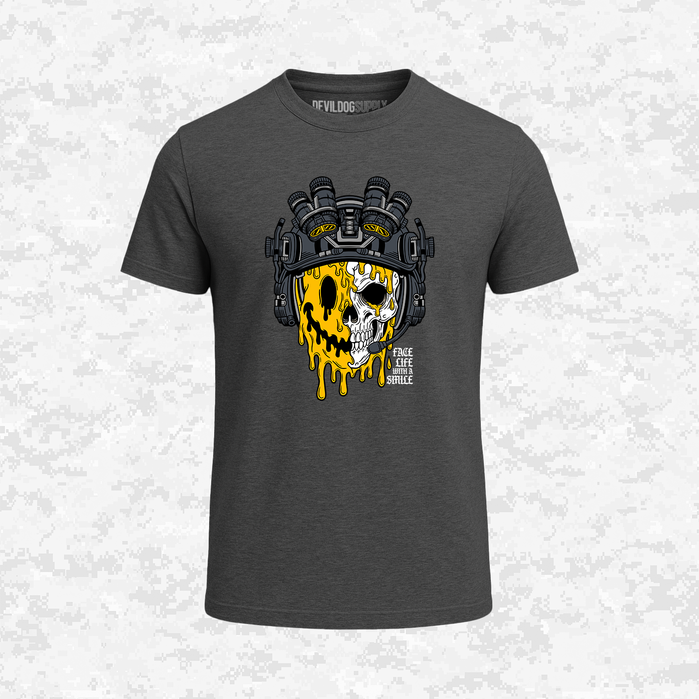 Face Life with a Smile | Tactical Skull | T-shirt