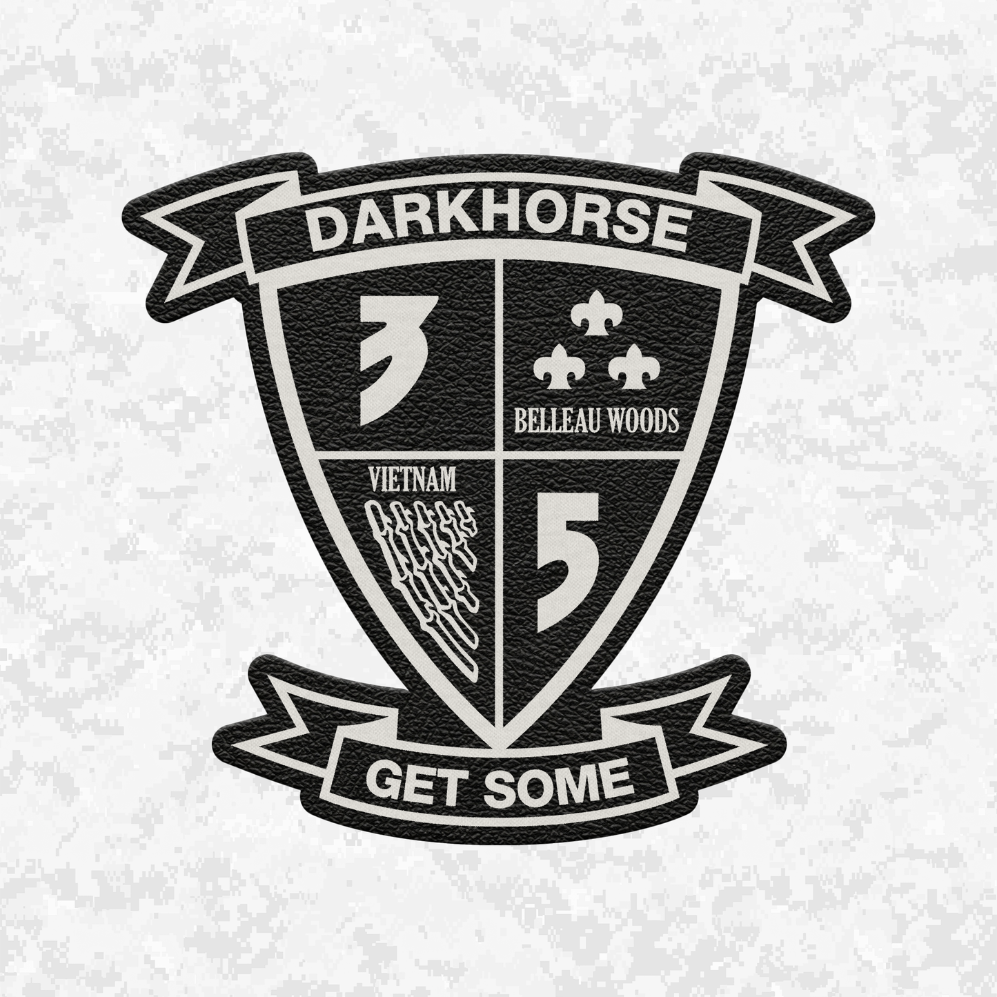 3rd Battalion 5th Marines Unit "Darkhorse" | Leather Patch | Velcro Backed