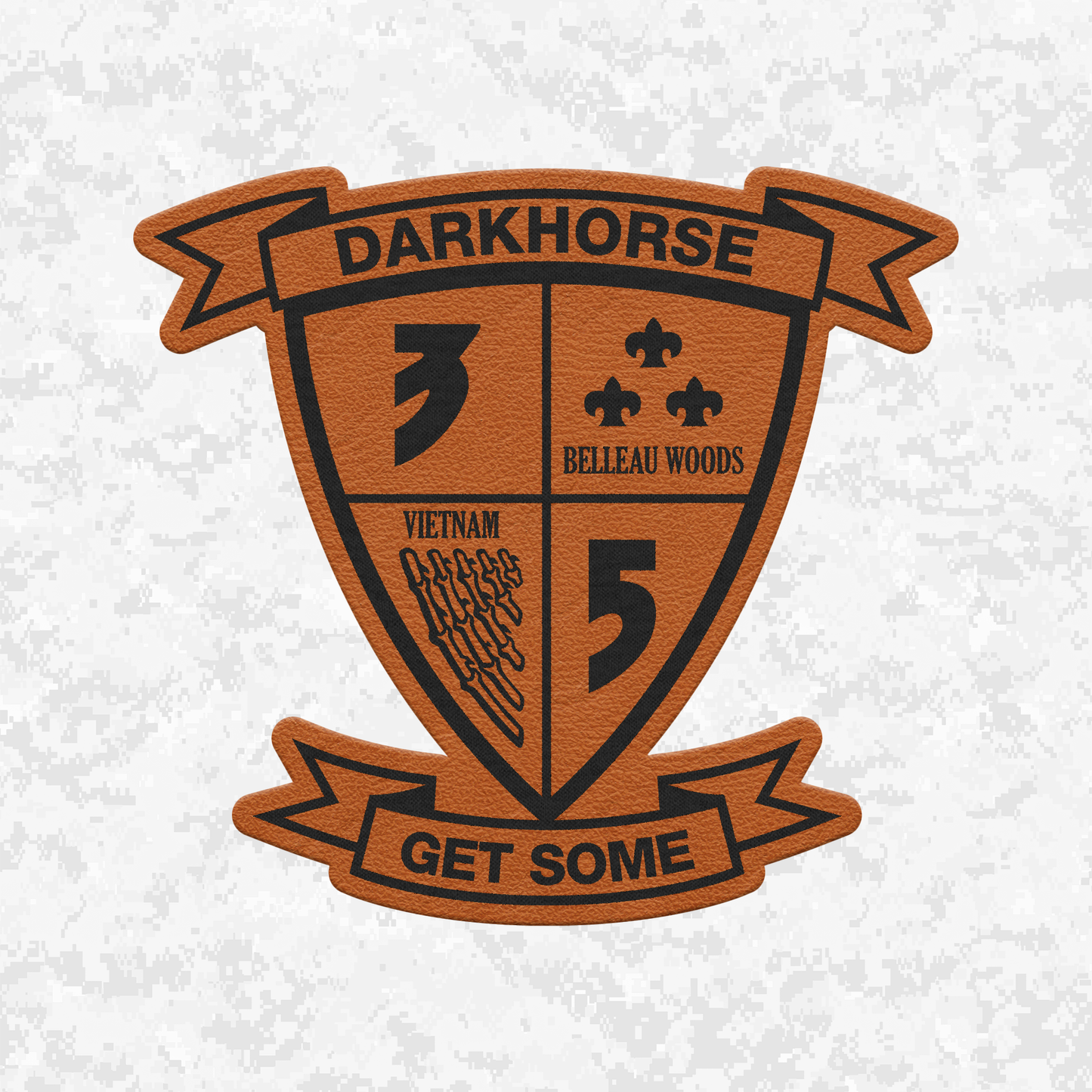 3rd Battalion 5th Marines Unit "Darkhorse" | Leather Patch | Velcro Backed
