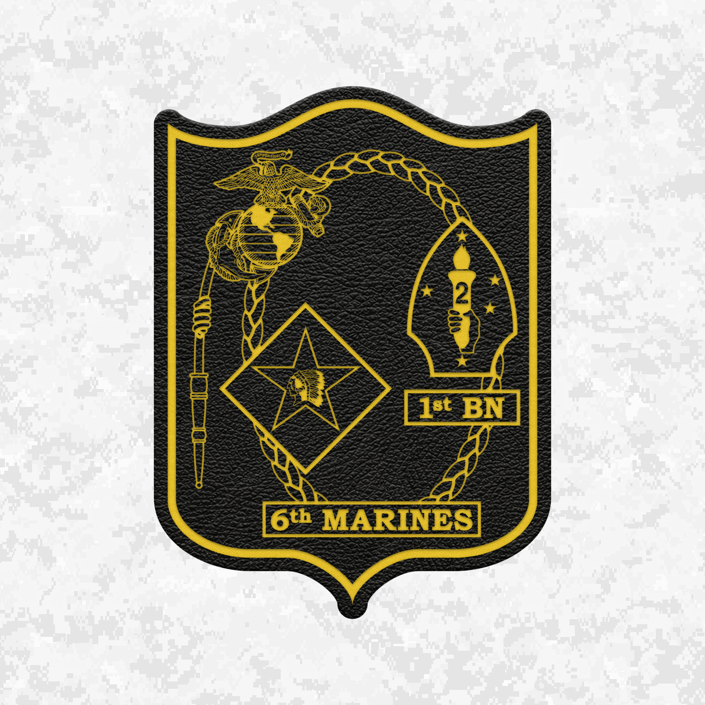 1st Battalion 6th Marines Unit "1/6 Hard" | Leather Patch | Velcro Backed