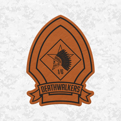1st Battalion 6th Marines Unit "Deathwalkers" | Leather Patch | Velcro Backed