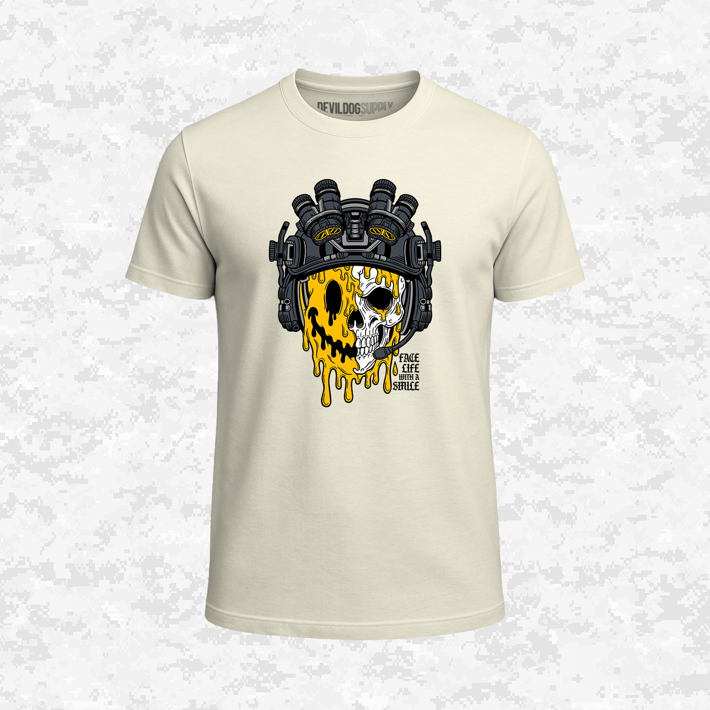 Face Life with a Smile | Tactical Skull | T-shirt