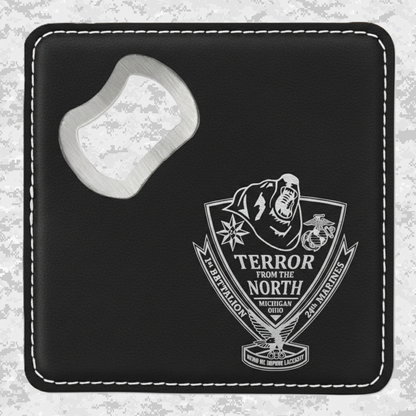 1st Battalion 24th Marines Unit "The Terror from the North" | Leather Coaster & Opener