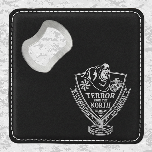 1st Battalion 24th Marines Unit "The Terror from the North" | Leather Coaster & Opener