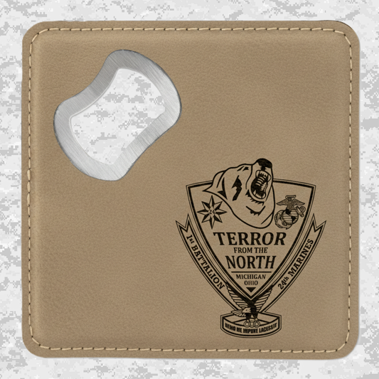 1st Battalion 24th Marines Unit "The Terror from the North" | Leather Coaster & Opener