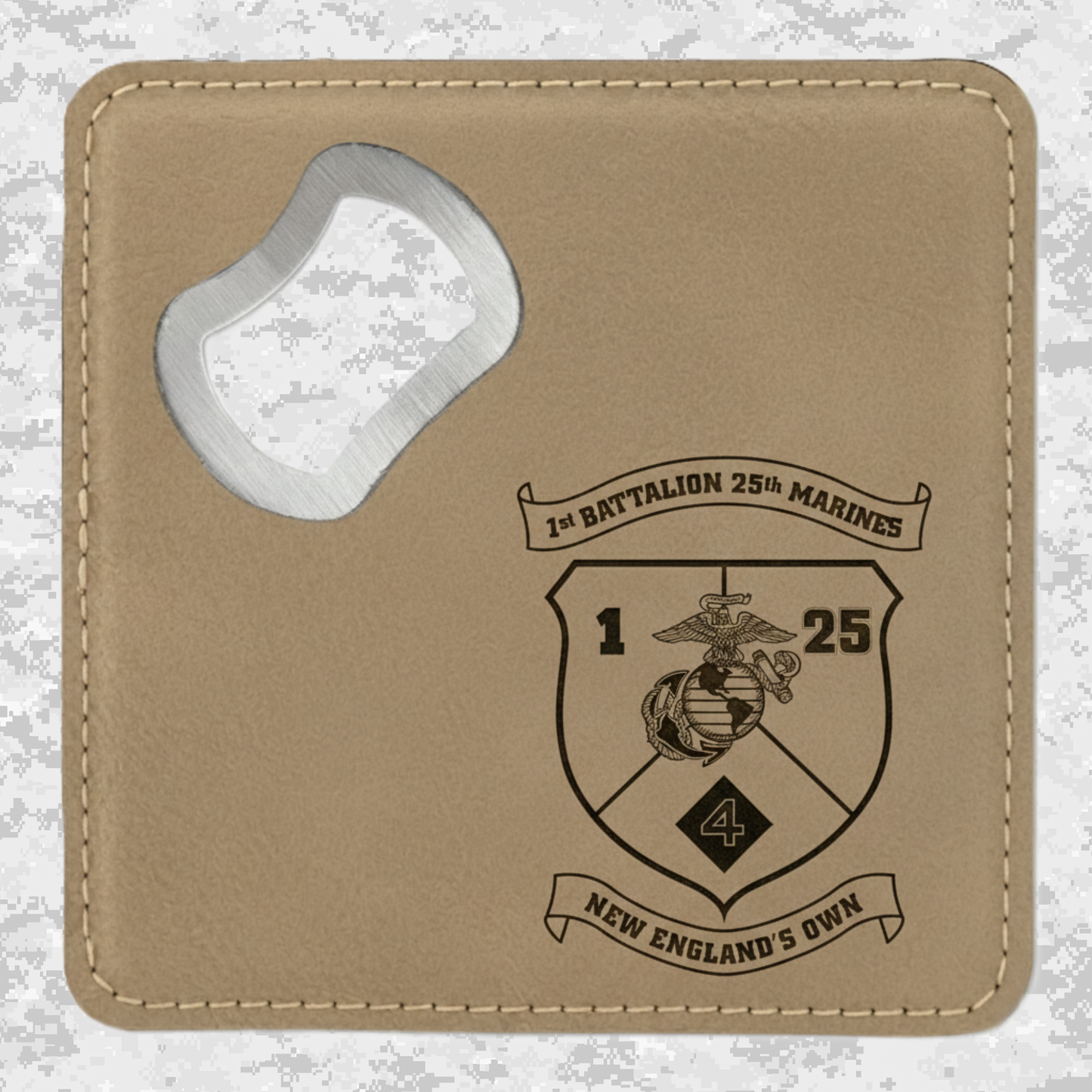 1st Battalion 25th Marines Unit "New England's Own" | Leather Coaster & Opener
