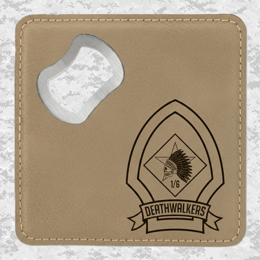 1st Battalion 6th Marines Unit "1/6 Hard" | Leather Coaster & Opener