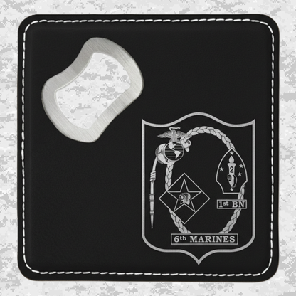 1st Battalion 6th Marines Unit "1/6 Hard" #2 | Leather Coaster & Opener