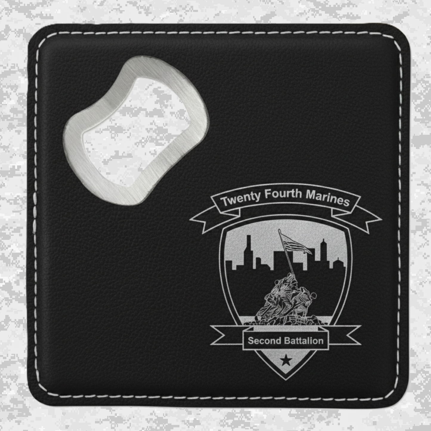 2nd Battalion 24th Marines Unit ¨The Mad Ghosts¨ #1 | Leather Coaster & Opener