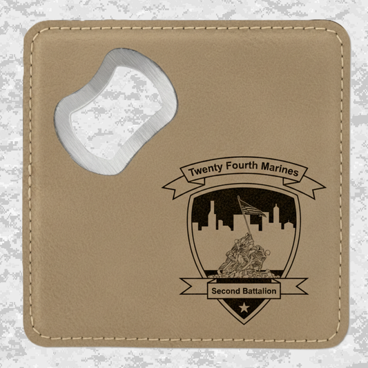 2nd Battalion 24th Marines Unit ¨The Mad Ghosts¨ #1 | Leather Coaster & Opener