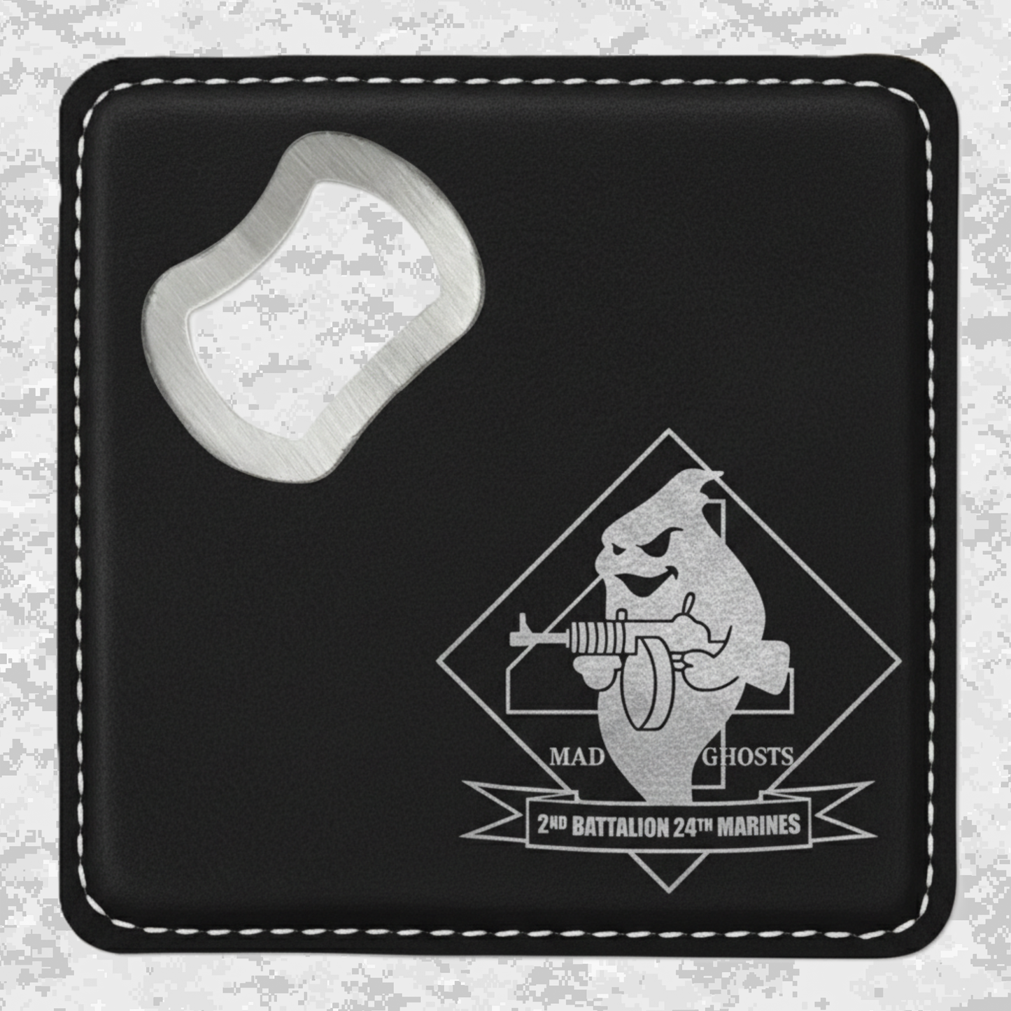 2nd Battalion 24th Marines Unit ¨The Mad Ghosts¨ #2 | Leather Coaster & Opener