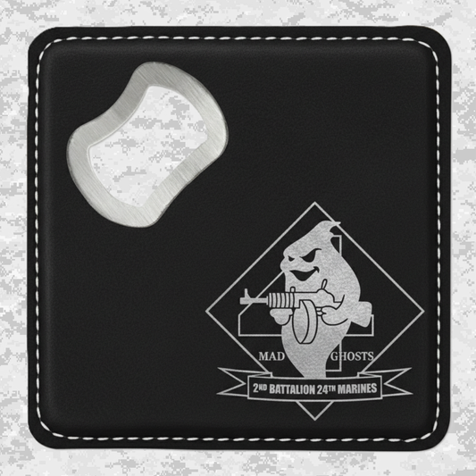 2nd Battalion 24th Marines Unit ¨The Mad Ghosts¨ #2 | Leather Coaster & Opener