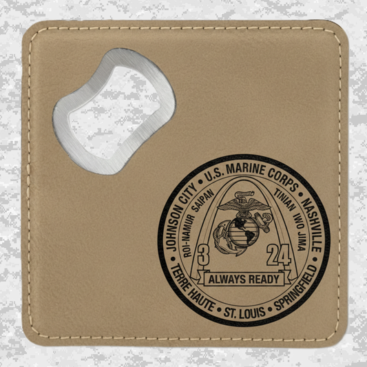 3rd Battalion 24th Marines unit "Always Ready" | Leather Coaster & Opener