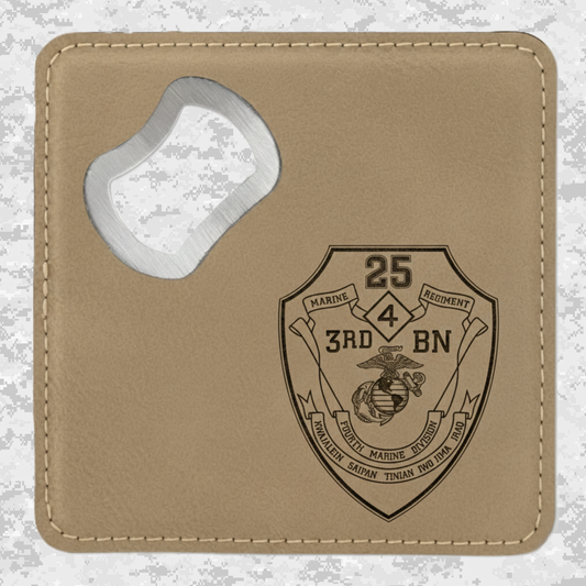 3rd Battalion 25th Marines Unit "Cold Steel Warriors" | Leather Coaster & Opener