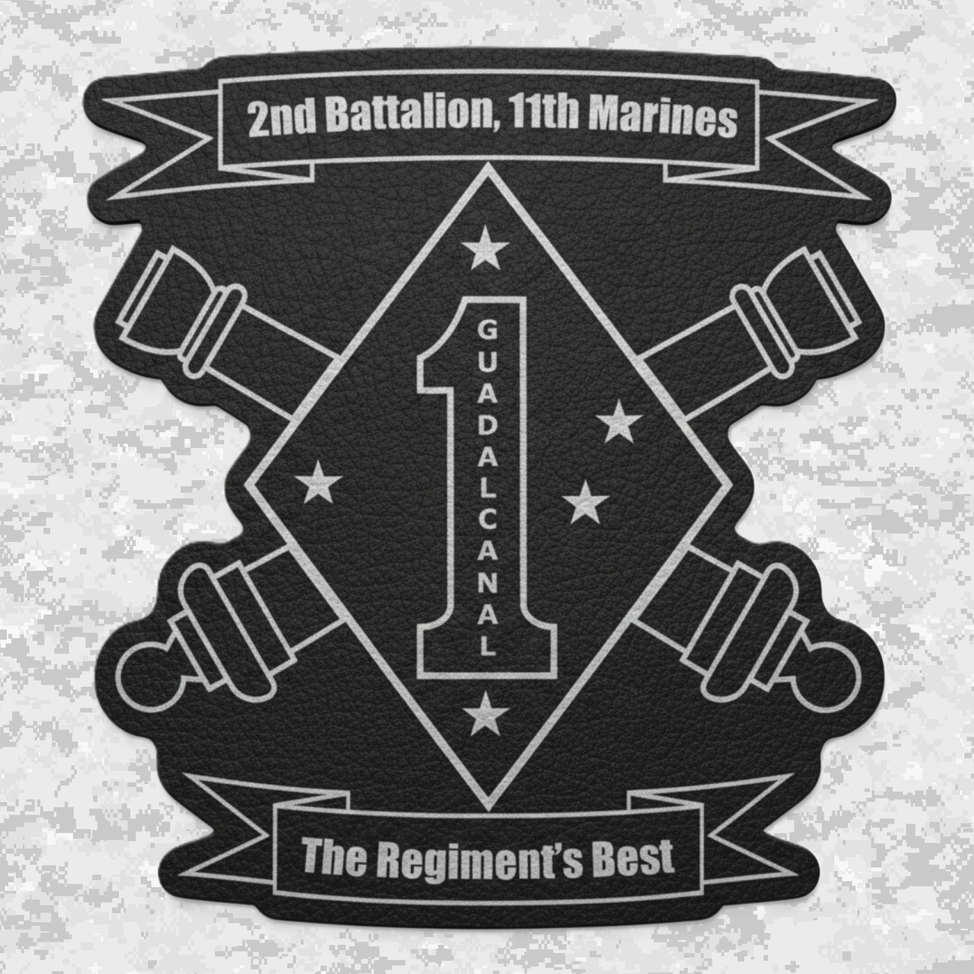 2nd Battalion 11th Marines Unit "Patriot" | Leather Patch | Velcro Backed | Brown / Black