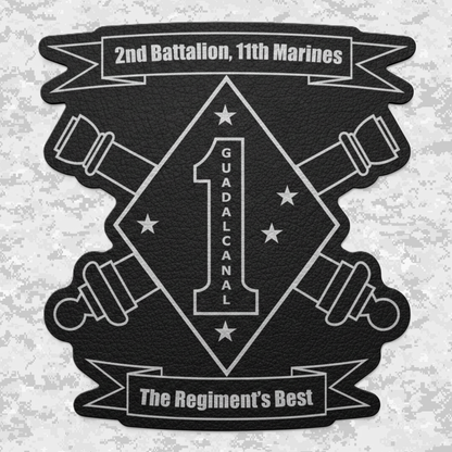 2nd Battalion 11th Marines Unit "Patriot" | Leather Patch | Velcro Backed | Brown / Black