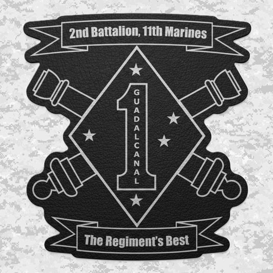 2nd Battalion 11th Marines Unit "Patriot" | Leather Patch | Velcro Backed | Brown / Black
