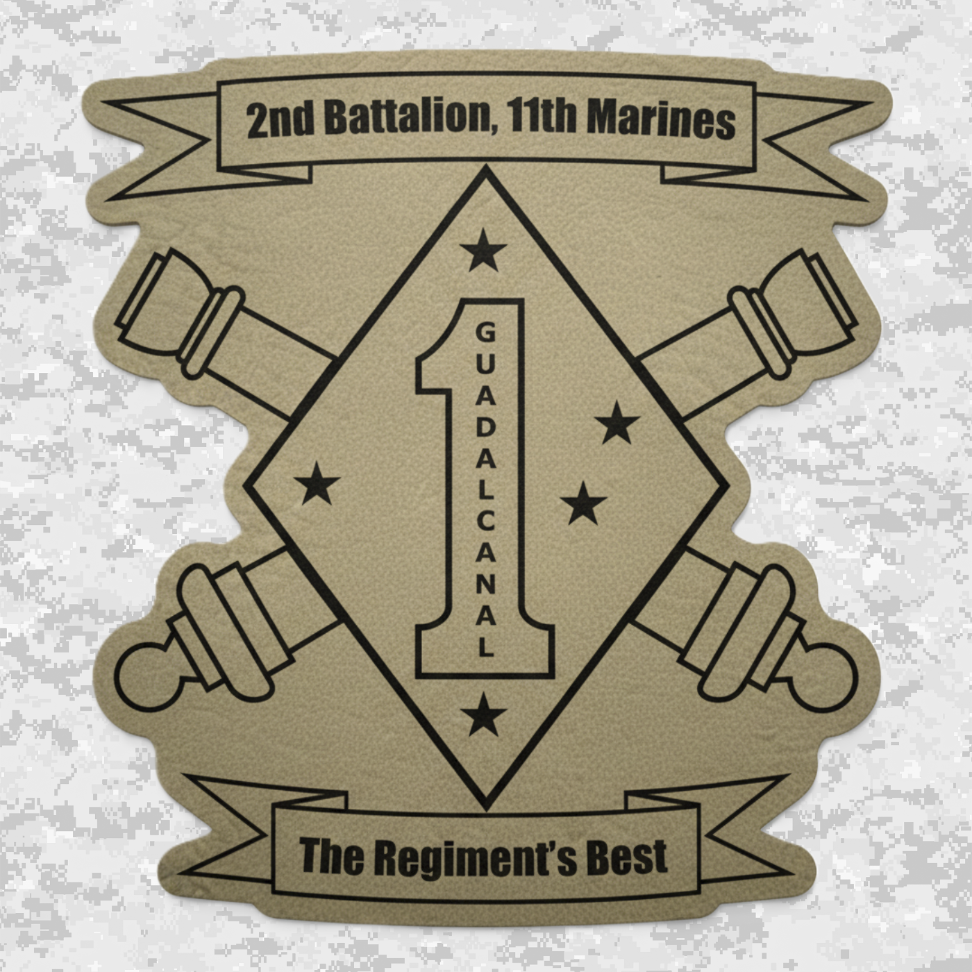 2nd Battalion 11th Marines Unit "Patriot" | Leather Patch | Velcro Backed | Brown / Black