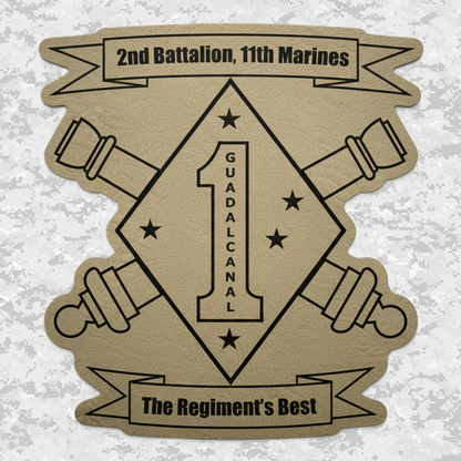 2nd Battalion 11th Marines Unit "Patriot" | Leather Patch | Velcro Backed | Brown / Black