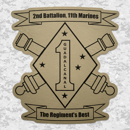2nd Battalion 11th Marines Unit "Patriot" | Leather Patch | Velcro Backed | Brown / Black