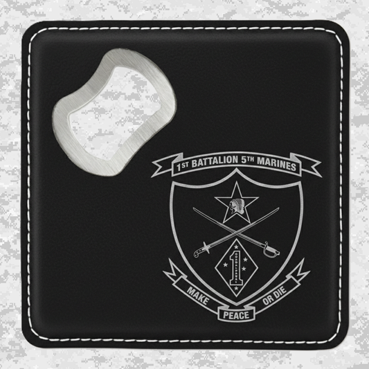 1st Battalion 5th Marines Unit "Geronimo" | Leather Coaster & Opener