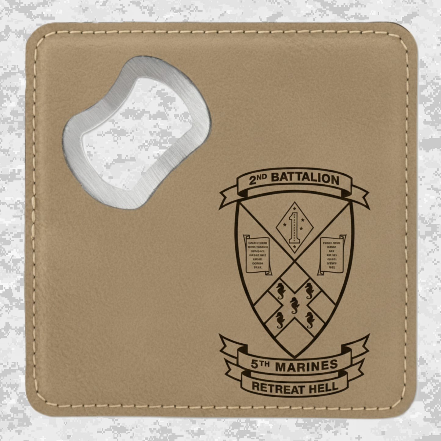 2nd Battalion 5th Marines Unit "Marauders" | Leather Coaster & Opener