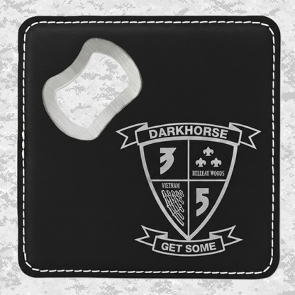 3rd Battalion 5th Marines Unit "Darkhorse" | Leather Coaster & Opener