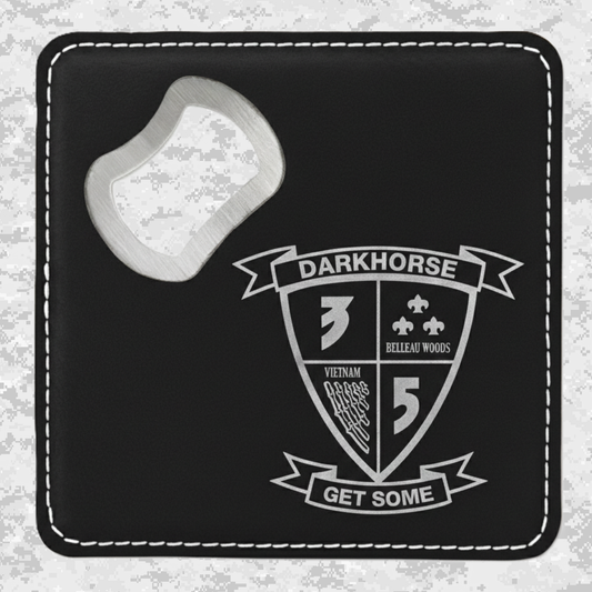 3rd Battalion 5th Marines Unit "Darkhorse" | Leather Coaster & Opener